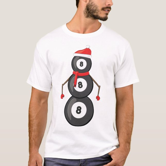 Camiseta Bolas de billar divertidas de Navidad Muñeco de ni (Anverso)