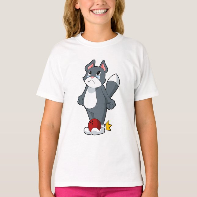 Camiseta Bolas de bolos para el gato (Anverso)