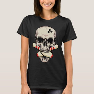 Camiseta Bolas de bolos Retro Skeleton Head Bowal