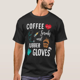 Camiseta Bolas De Café Y Guantes De Goma Cuota De Enfermerí
