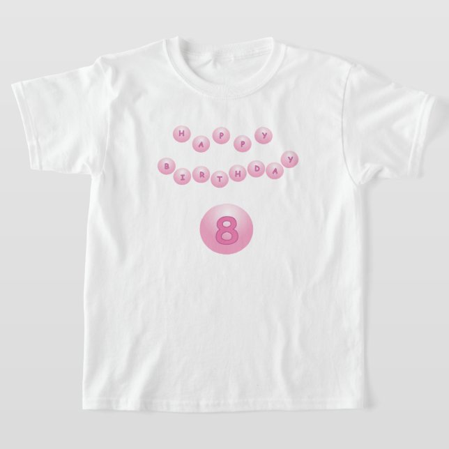 Camiseta Bolas de cumpleaños rosadas de 8 años (Distribución)