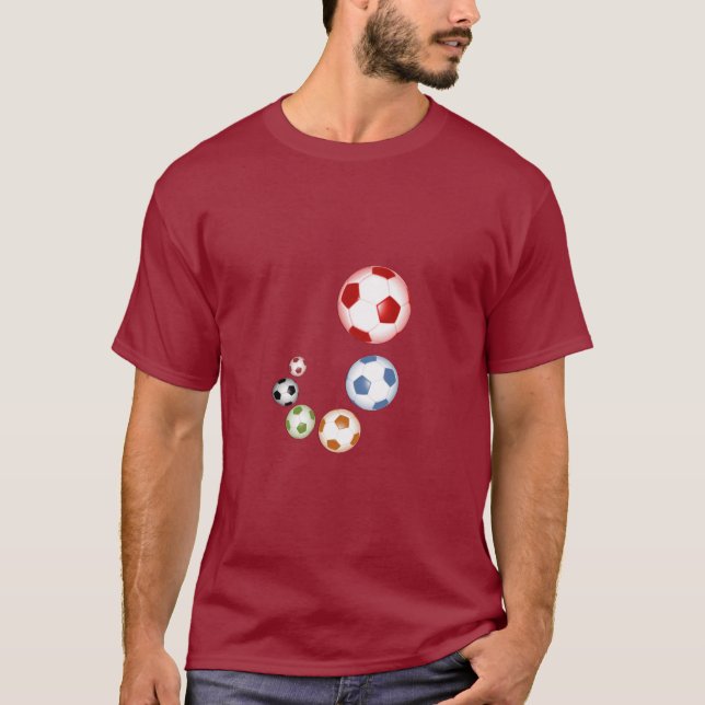 Camiseta Bolas de Fútbol Multicoloreadas (Anverso)