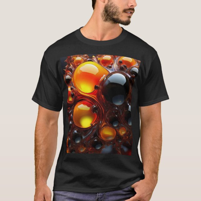 Camiseta Bolas De Mandelbrot Negras Y Oro (Anverso)