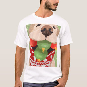 Camiseta Bolas de Navidad en la boca de Golden Retriever Di