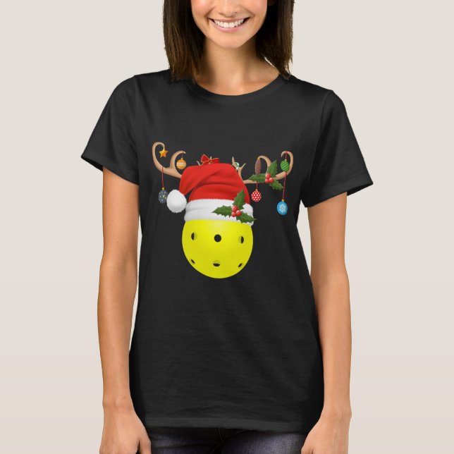 Camiseta Bolas de póllebol de Navidad Regalo reno Santa Hat (Anverso)
