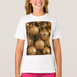Camiseta Bolas Douradas de Natal