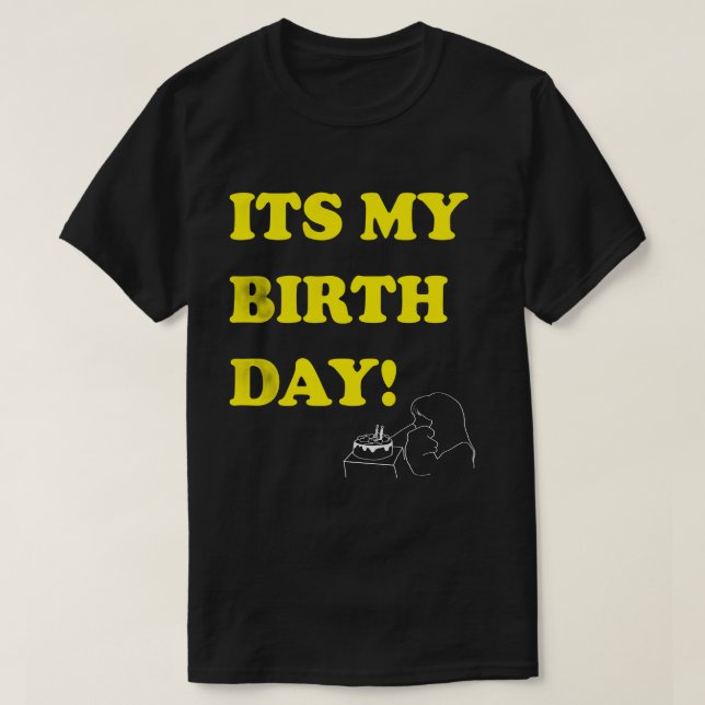 Camiseta Bold Birthday Text Minimal Line Art (Diseño del anverso)