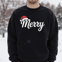 Bold Black Merry Christmas Santa Hat