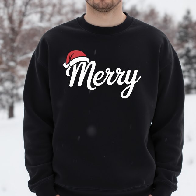 Camiseta Bold Black Merry Christmas Santa Hat (Subido por el creador)