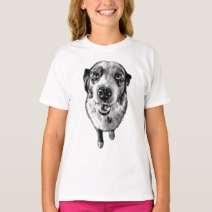 Camiseta Bold Black & White Aussie Face – Amor Artístico po