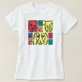 Camiseta Bold Color Dog Faces