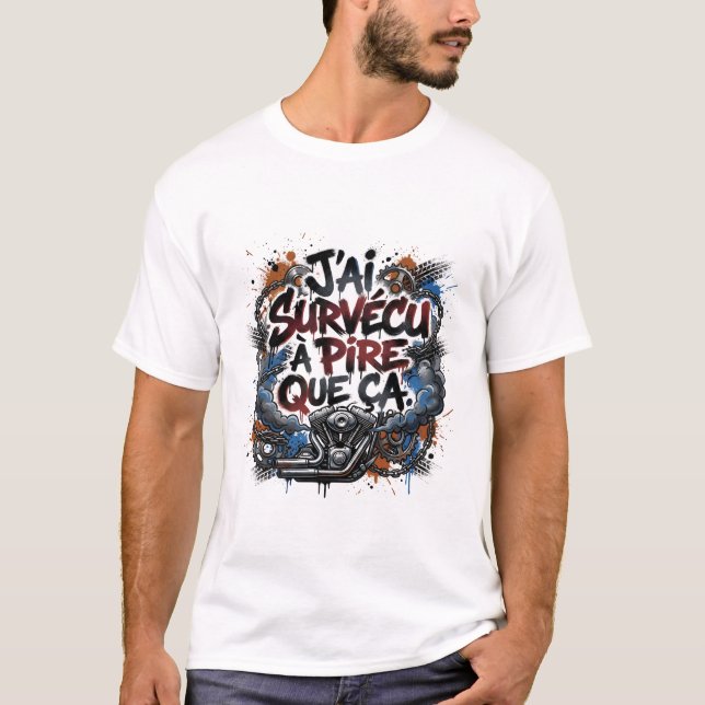 Camiseta Bold French biker quote – graffiti (Anverso)