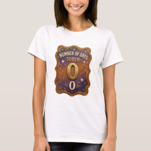 Camiseta Bold Gold NÚMERO DE DÍAS SOBRIO 0 Motivo Artístico