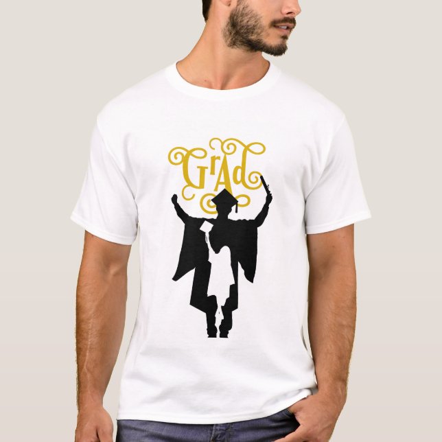 Camiseta Bold Graduation Silhouette with Flying Cap Joy (Anverso)
