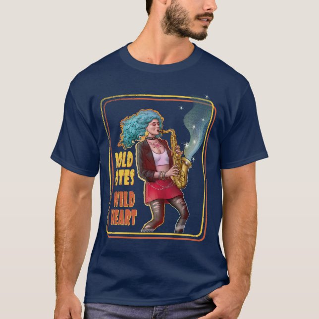 Camiseta Bold Notes, Wild Heart – Saxophone Girl (Anverso)
