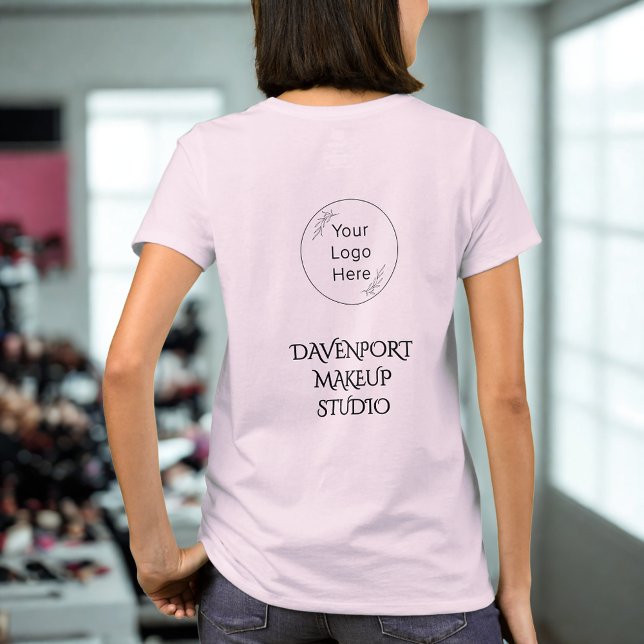 Camiseta Bold Pink And Black Employee Name Business Logo (Subido por el creador)