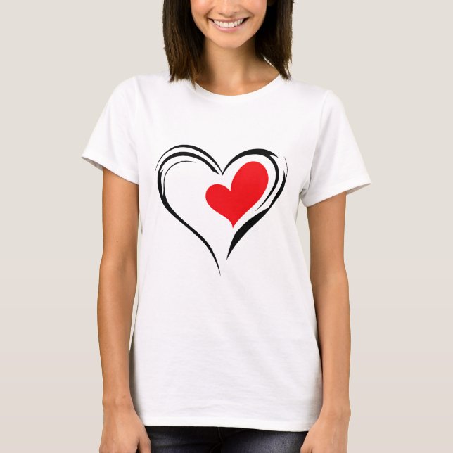 Camiseta Bold Red Heart – Minimal Romantic Love Design (Anverso)