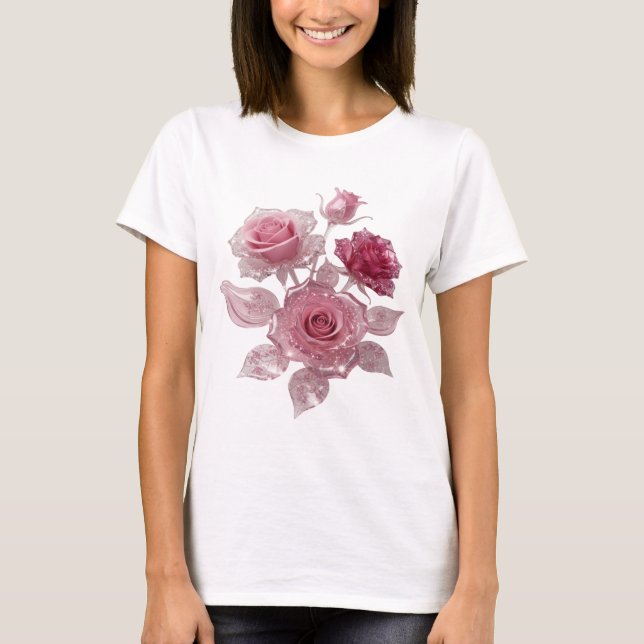Camiseta Bold Silver PINK ROSES Statement (Anverso)