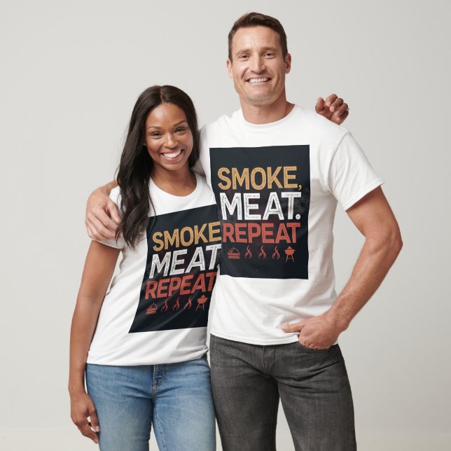 Camiseta Bold Smoke Meat Repeat Typography Tshirt (Unisexo)