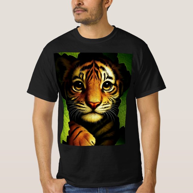 Camiseta Bold Tiger Cub in Jungle Leaves | Men's T-shirt (Anverso)