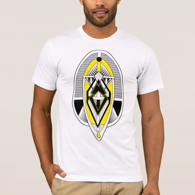 Camiseta Bold Yellow & Black Geometric Art Deco Design (Anverso)