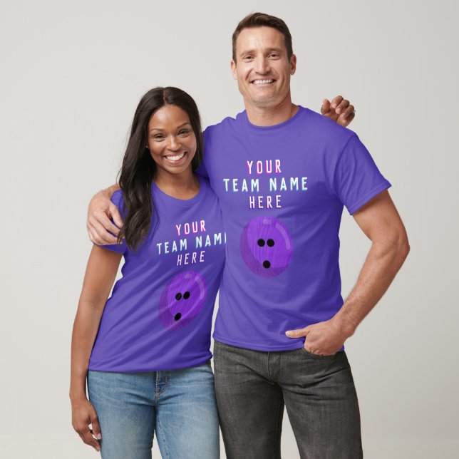 Camiseta Bolera morada | Nombre del equipo de bowling del P (Unisexo)