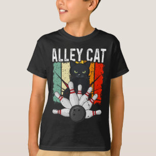 Camiseta Bolera Retro Gato de Bolera Vintage Antiguo