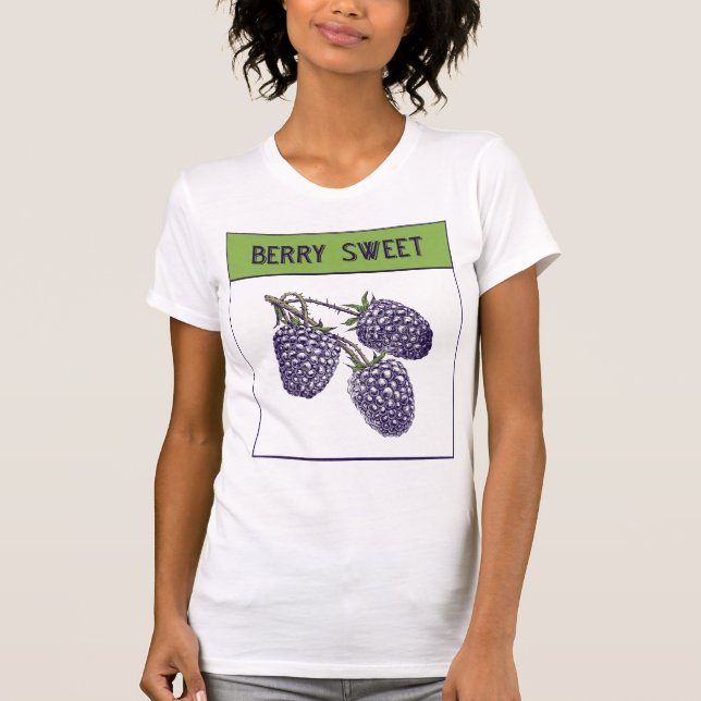 Camiseta Boleto de semillas de fresas dulces de moras negra (Anverso)