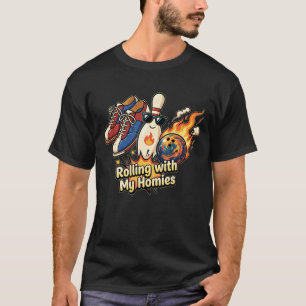 Camiseta Boliche Con Mi Tripulación Bolos Zapatos Liga Noch