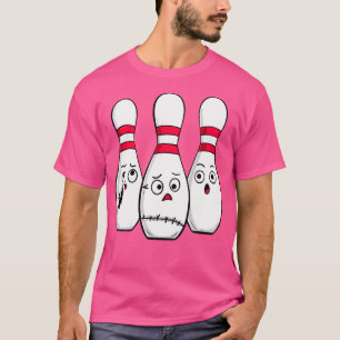Camiseta Boliche de Dibujos Animados Pins de Boliche Asusta