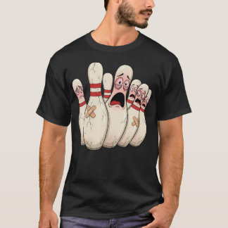 Camiseta Boliche de Dibujos Animados Pins de Boliche Asusta