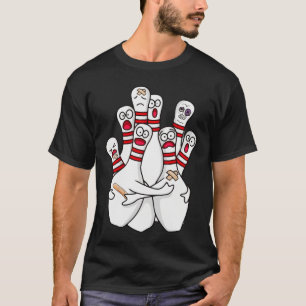 Camiseta Boliche de dibujos animados Pins de boliche asusta