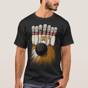 Camiseta Boliche Divertido Pins de Boliche Asustados