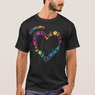 Camiseta Boliche Para Mujeres Amor Retro Bolos Arcoíris