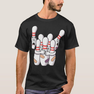Camiseta Boliche Pins Asustados Divertidos Humor Dibujos An