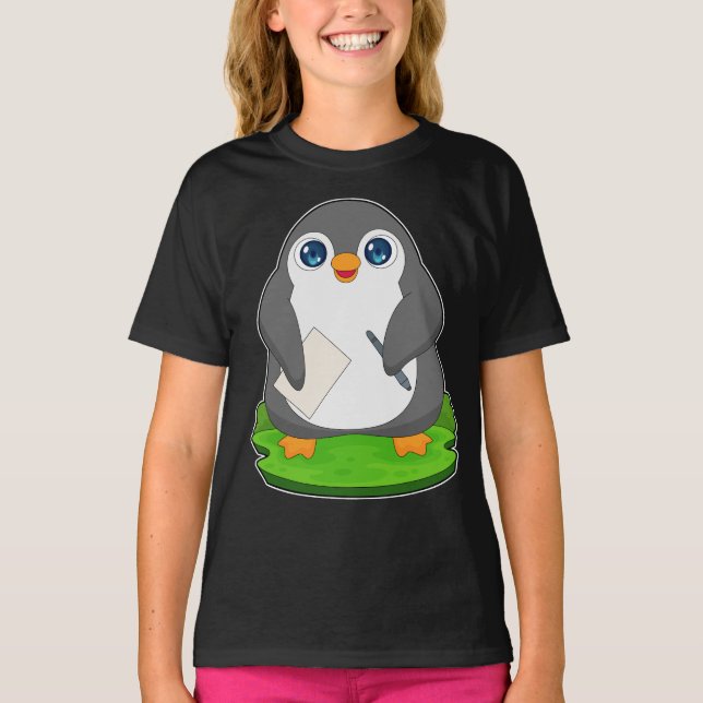 Camiseta Bolígrafo de pingüino de papel (Anverso)