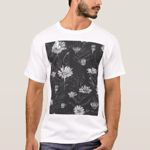 Camiseta Bolígrafo negro de Chamomile: dibujo floral.