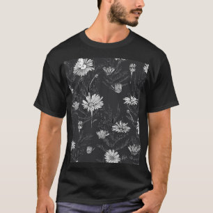 Camiseta Bolígrafo negro de Chamomile: dibujo floral.