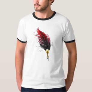 Camiseta Bolígrafo pluma roja con plumilla dorada