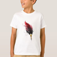 Bolígrafo pluma roja con plumilla dorada
