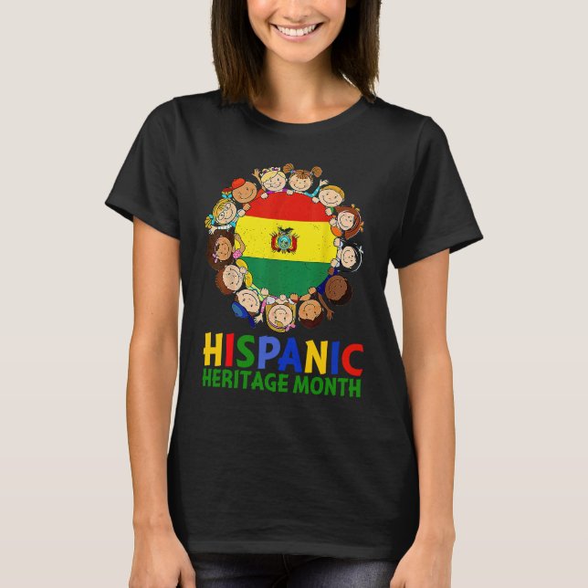 Camiseta Bolivia: Mes de la Herencia Hispana Niños Chicas (Anverso)