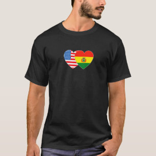 Camiseta Bolivia y bandera de EE. UU. Corazón gemelo 4 boli
