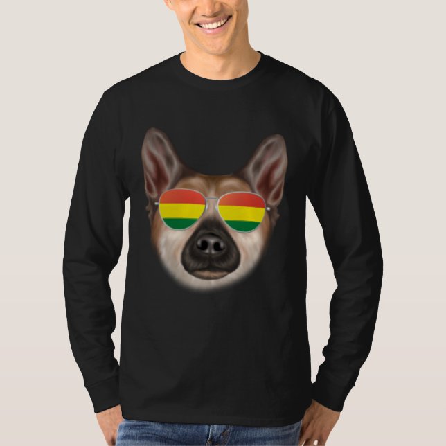 Camiseta Bolivian Flag Norwegian Buhund Dog Bolivia Pocket (Anverso)