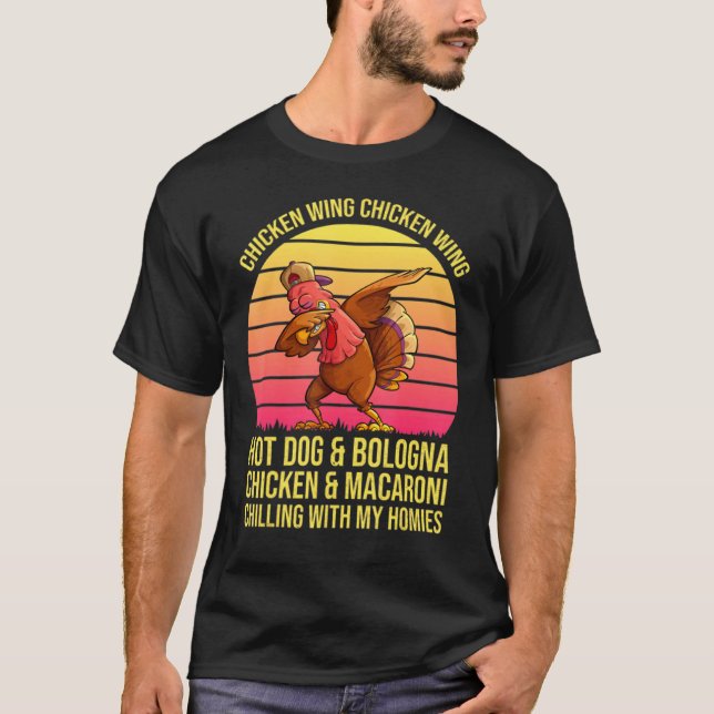 Camiseta Bolonia de pollo caliente con ala de pollo viral (Anverso)