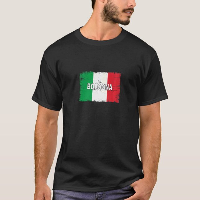 Camiseta Bolonia Italia Ciudad con bandera italiana (Anverso)