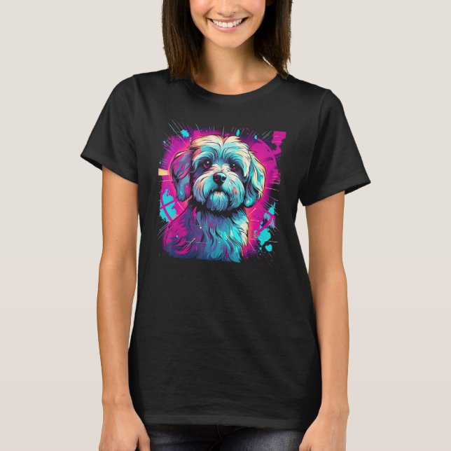 Camiseta Bolonka hayana Shih Tzu Lhasa Apso Dog 80s Retro (Anverso)