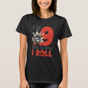 Camiseta Bolos Cumpleaños de 9 años Bowler Noveno Cumpleaño