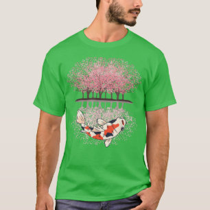 Camiseta Bolsa de cerezo Koi Sakura en Japón Pond Nishikig