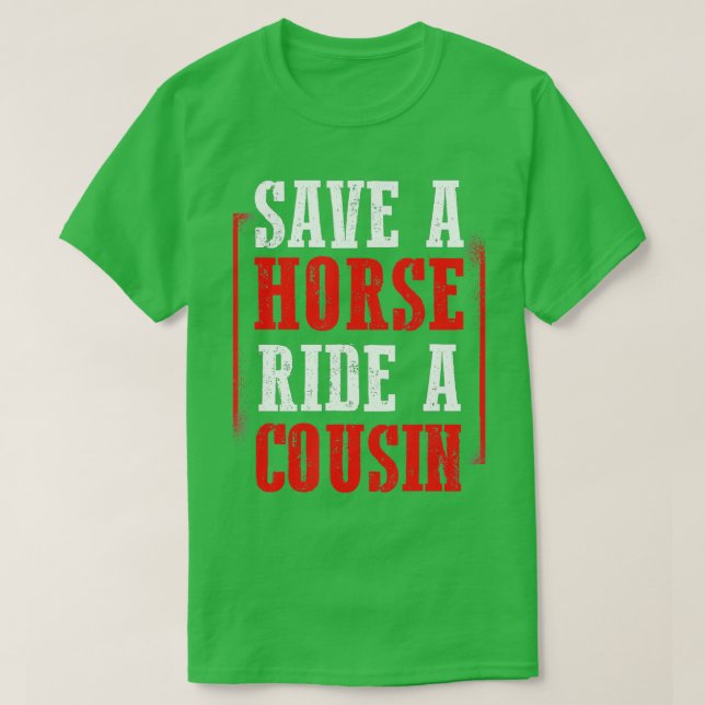 Camiseta Bolsa de cuello rojo que dice "Salven A Un Caballo (Diseño del anverso)