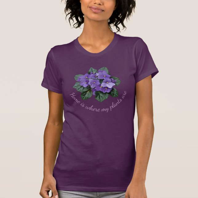Camiseta Bolsa de flores africanas violeta morada de jardín (Anverso)